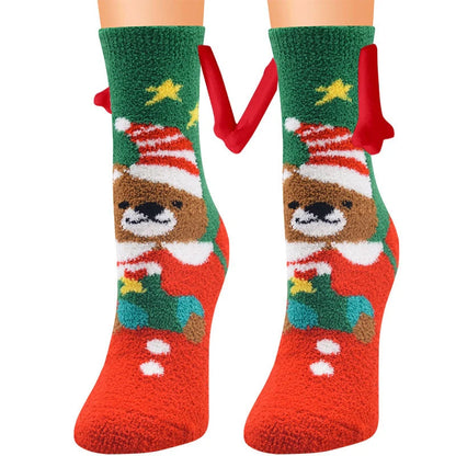 Christmas couple socks with magnetic suction feature in various animal patterns