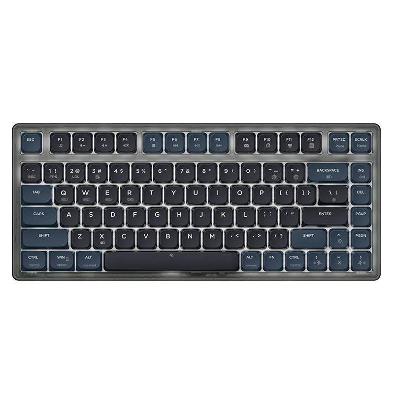 Ajazz AK832PRO green or tea coloured compact mechanical keyboard with RGB backlighting on a desk.