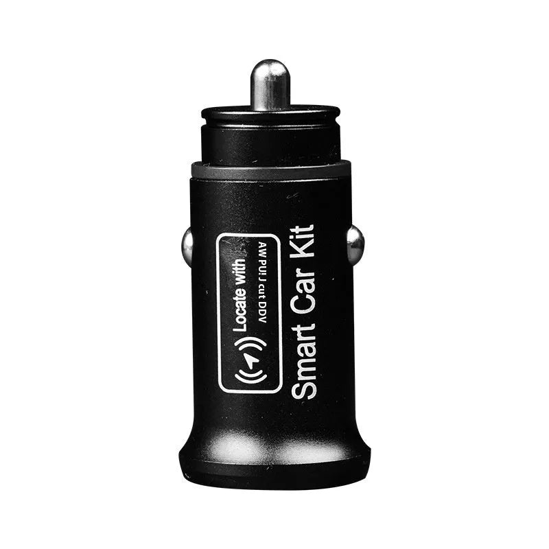 Black car charger GPS locator tracker device for vehicle security.