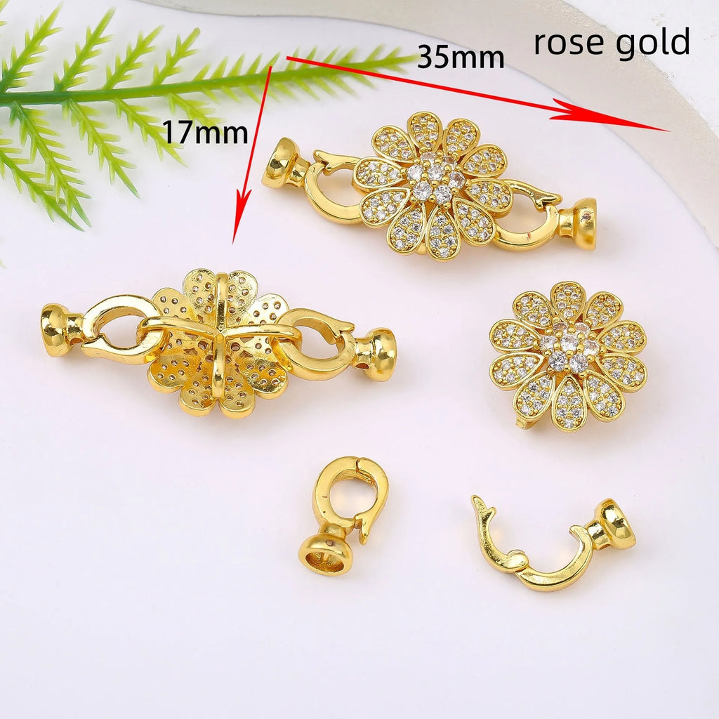 Small gold-plated necklace clasp for DIY jewellery making with electroplated finish