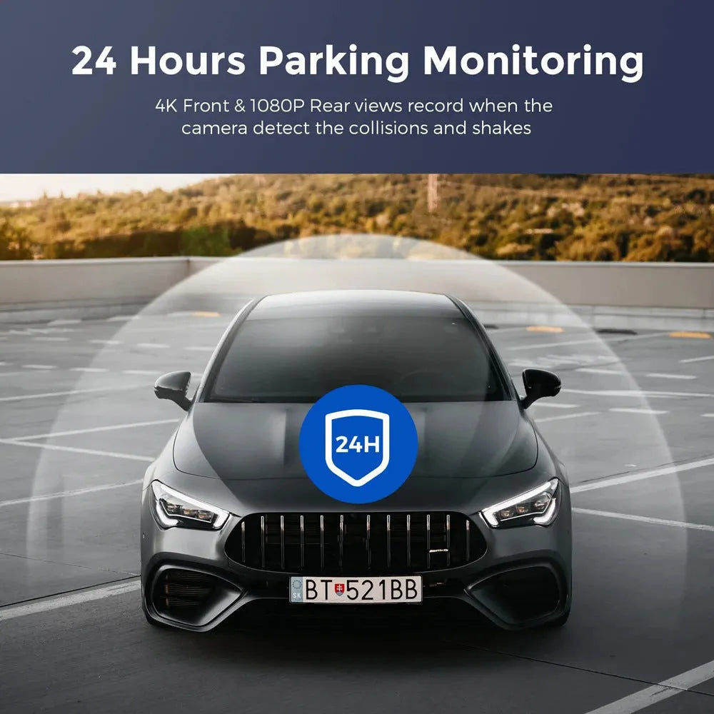 4K WiFi dash cam with night vision, 1.3-inch screen, and parking surveillance mode