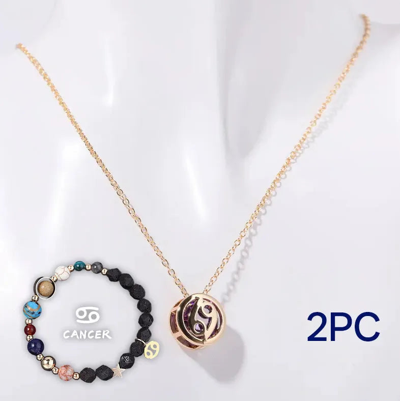Handmade natural stone beaded necklace and matching bracelet set on a plain background.