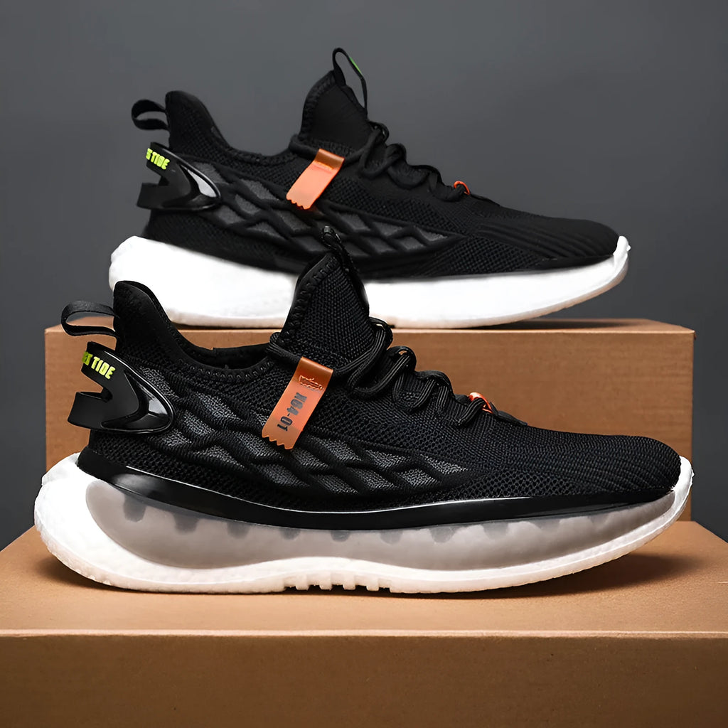 Men's woven mesh platform sneakers with round toe and front lace-up fastening in multiple colour options
