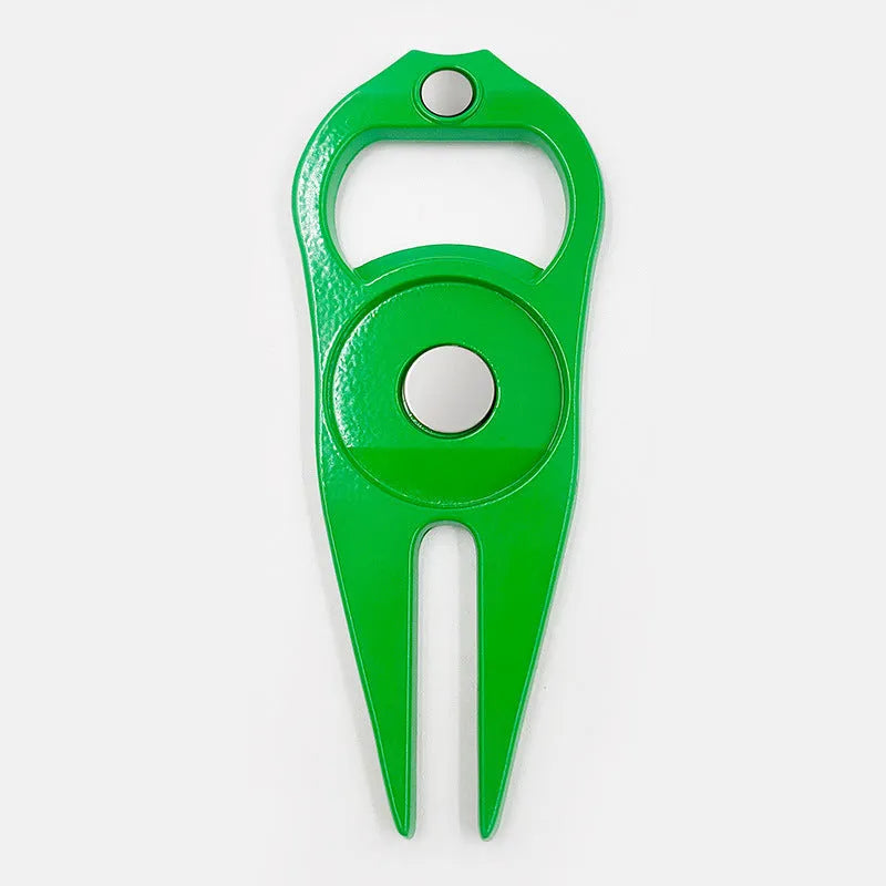 Zinc alloy golf ball yoke bottle opener tool in black, green or silver colours with 88mm length