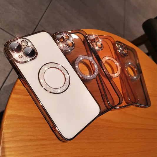 Electroplated TPU iPhone case with built-in lens protection in various colours