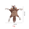 Fox-shaped plush dog toy with rope arms and legs in brown colour