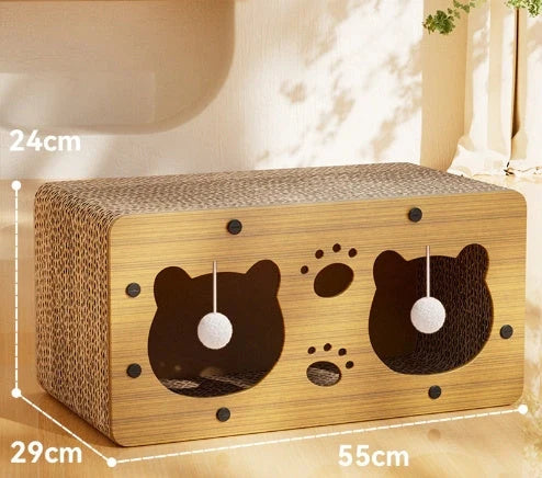 Durable sisal cat scratch board with integrated nest, perfect for protecting furniture and providing comfort for your cat