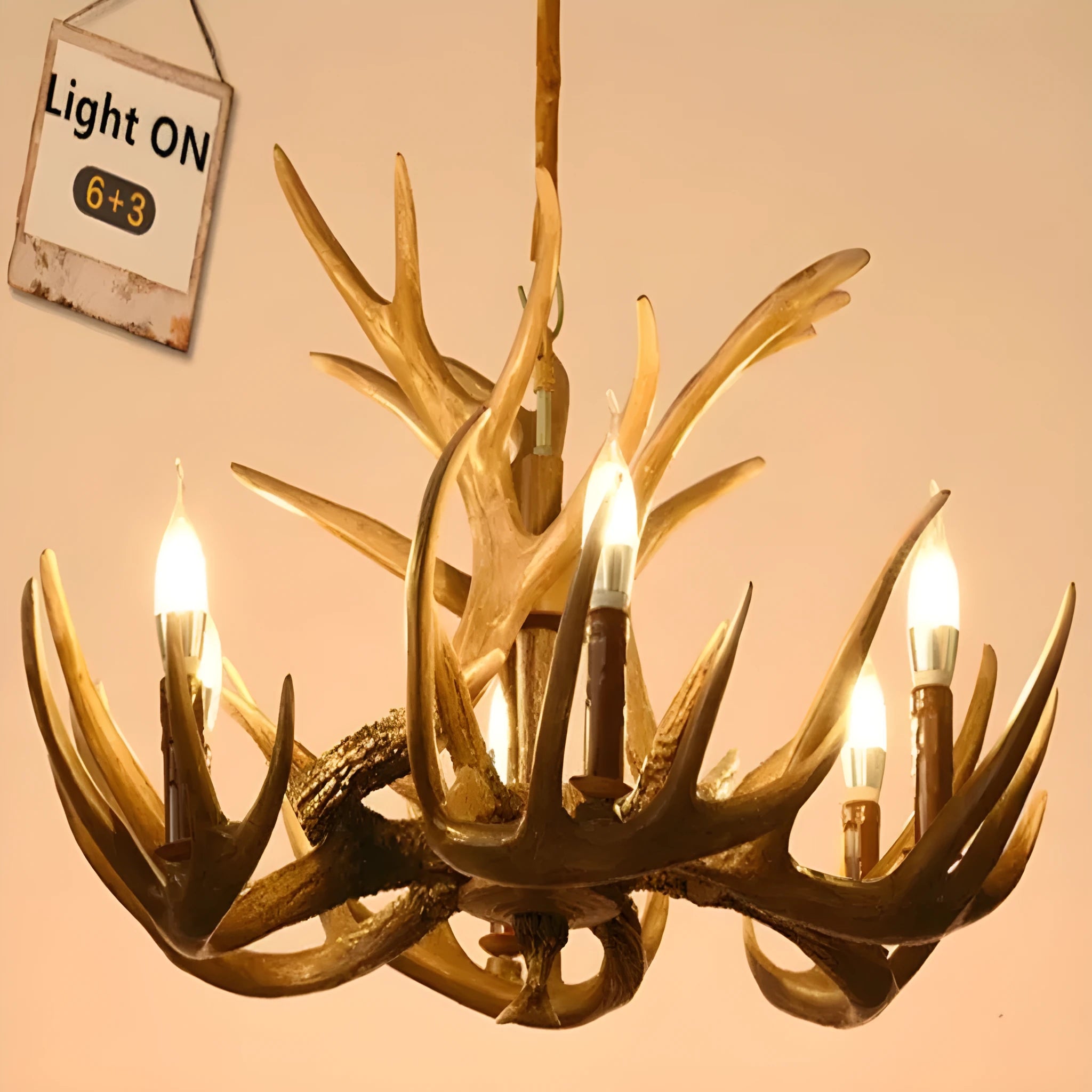 Nordic retro antlers chandelier with 4 heads brown ABS shade pendant light for home or restaurant