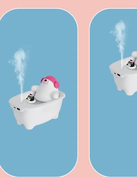 White USB air humidifier with 550ml water tank on desk
