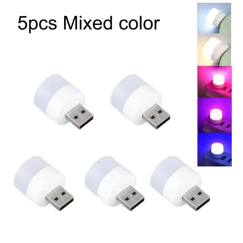 Compact USB LED night light in multiple colours for eye protection and portable use