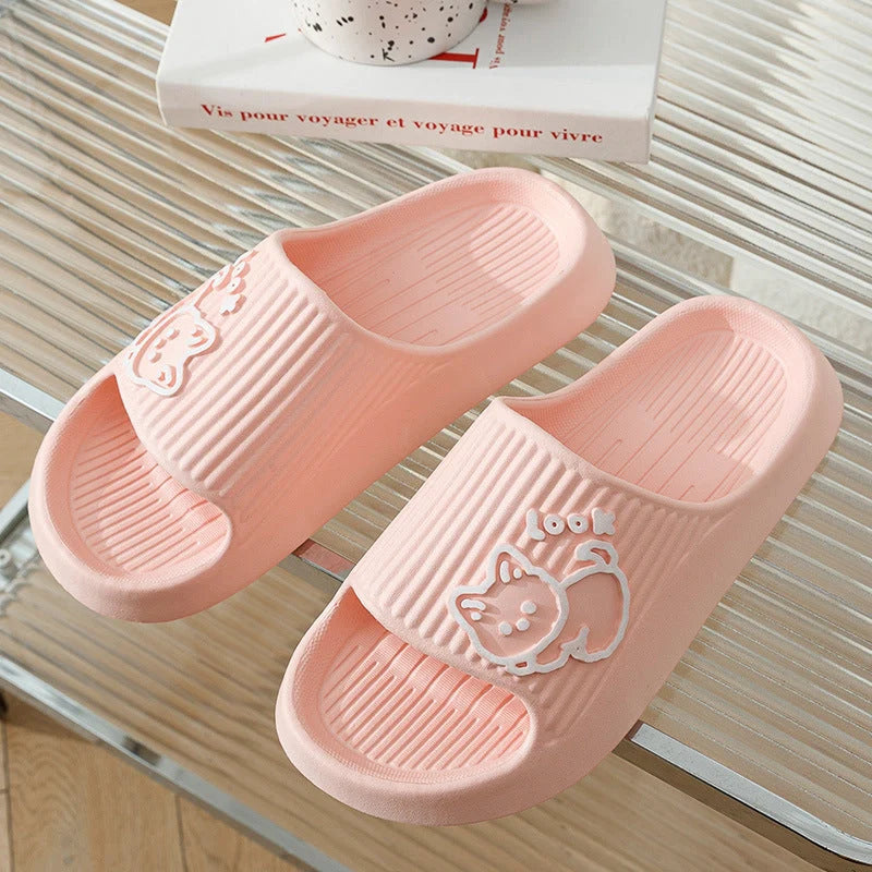 Women's cat slippers with non-slip sole in various colours