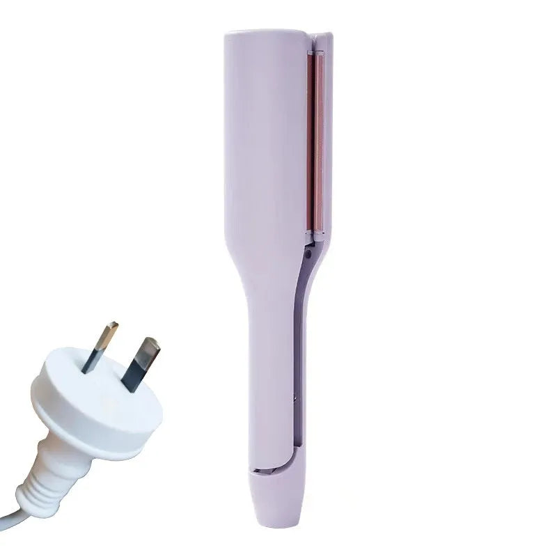 32mm French corrugated small curls plywood curling iron in pink with wired design and multiple plug options