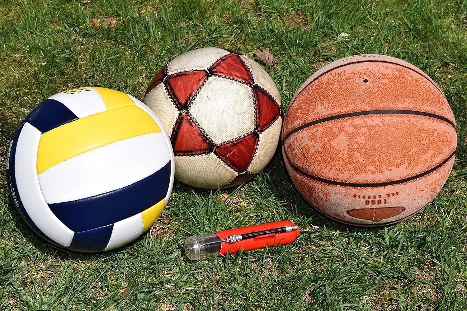 Multifunctional portable air pump for basketball, football, and volleyball in various colours