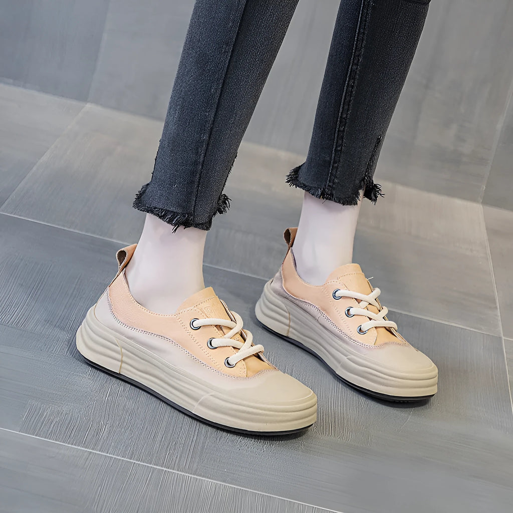 Women's matcha green leather platform sneakers with high ankle cut and lace-up front.