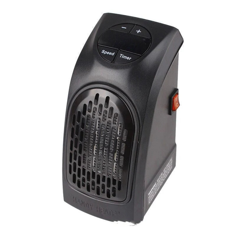 Compact ceramic fan heater with adjustable temperature settings for home and office use
