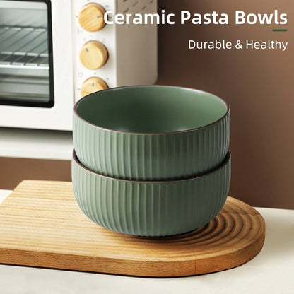 Set of 4 ceramic kitchen bowls, 27oz each, in grey and white, microwave and oven safe