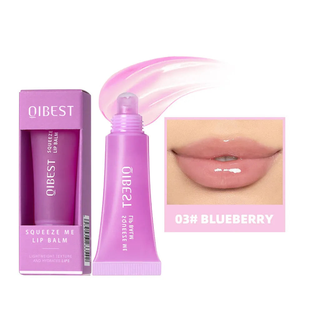 Water coagulation lip balm tube with four flavour options for nourishing and anti-chapping lip care