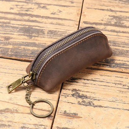 Men's genuine leather multi-functional clutch coin purse with chain in brown yellow, dark brown, and black