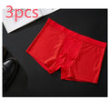 Men's black ice silk modal boxer briefs with a U-convex design and mid waistband laid flat.