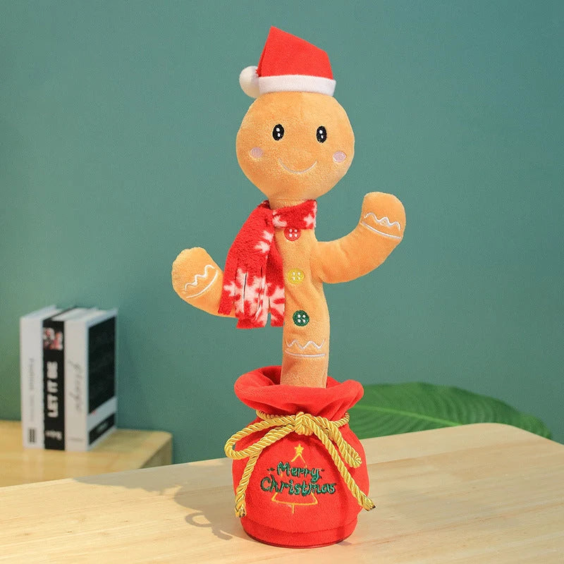 Interactive Christmas plush toy with singing and recording features