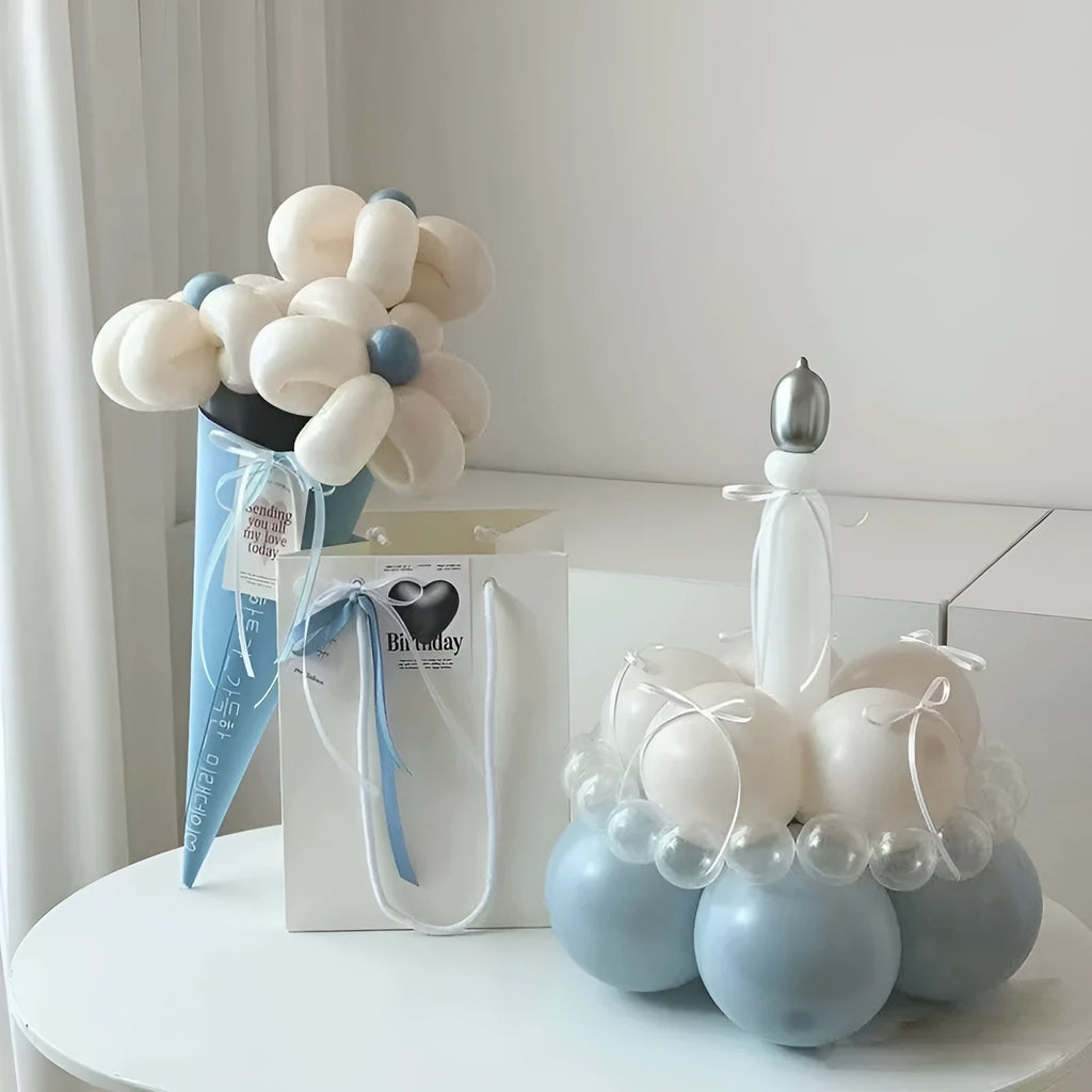 Finished round balloon bouquet cake decoration set for parties and celebrations