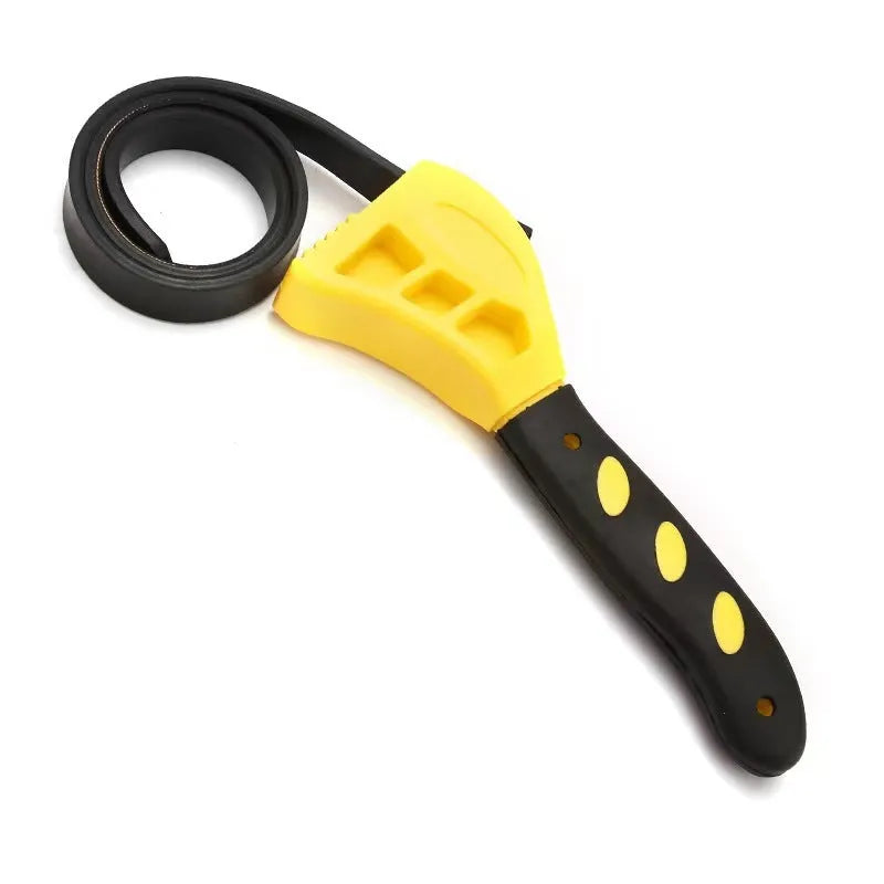 A black adjustable rubber strap wrench set showing 6-inch and 8-inch sizes on a white background.