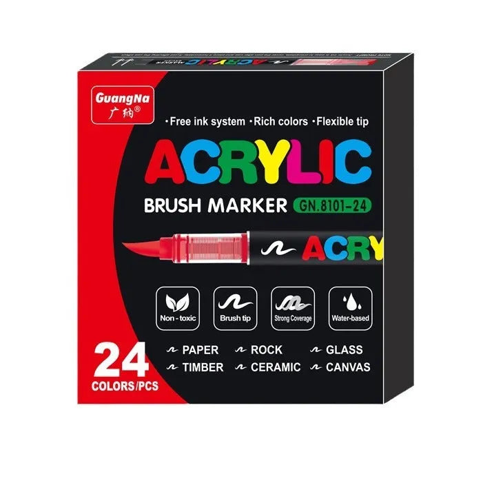 Set of straight liquid acrylic marker pens for hand painting and graffiti art in multiple colour set options.