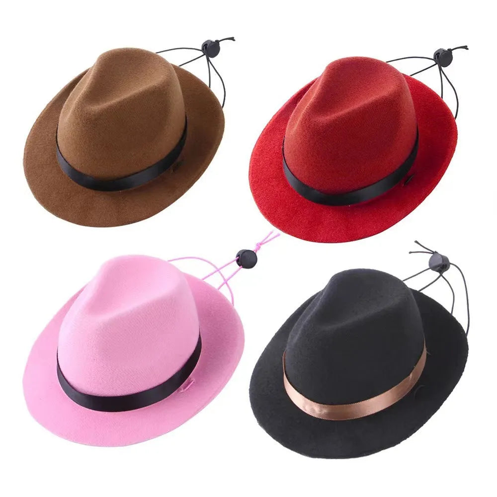 S size 155cm diameter felt pet hat in monochrome denim style with hairpin attachment for small dogs and cats