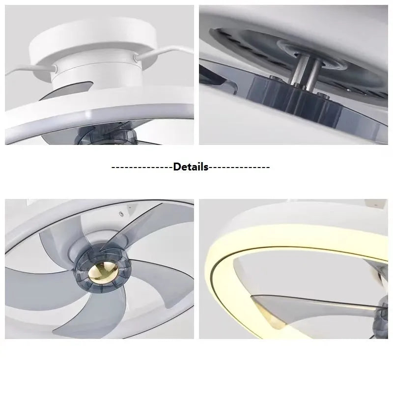 Modern simple style ceiling fan with integrated light in six colour options