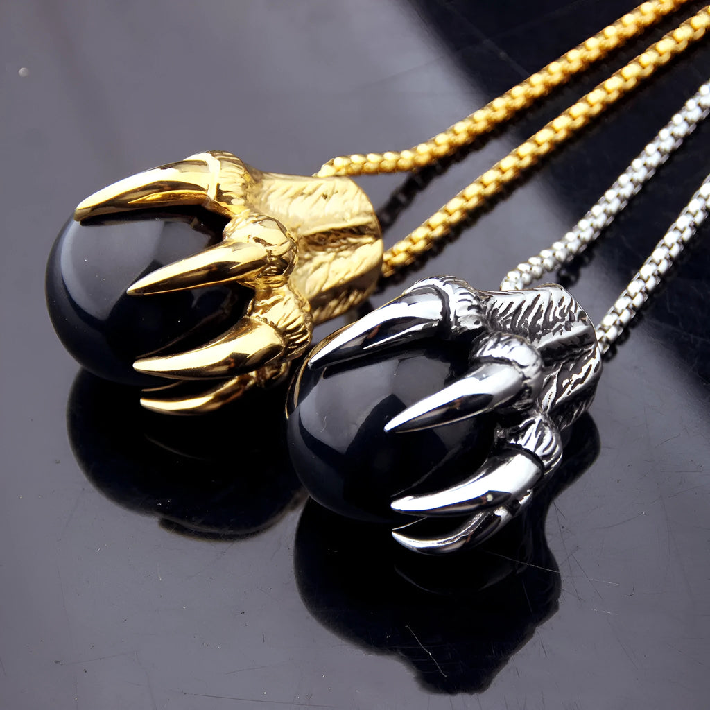 Stainless steel men's pendant with zodiac animal motif, 65g weight, steel colour finish, no chain