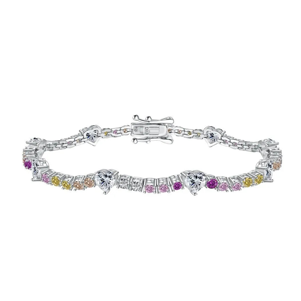S925 sterling silver heart-shaped geometric bracelet for women in adjustable sizes 16cm 17cm 18cm