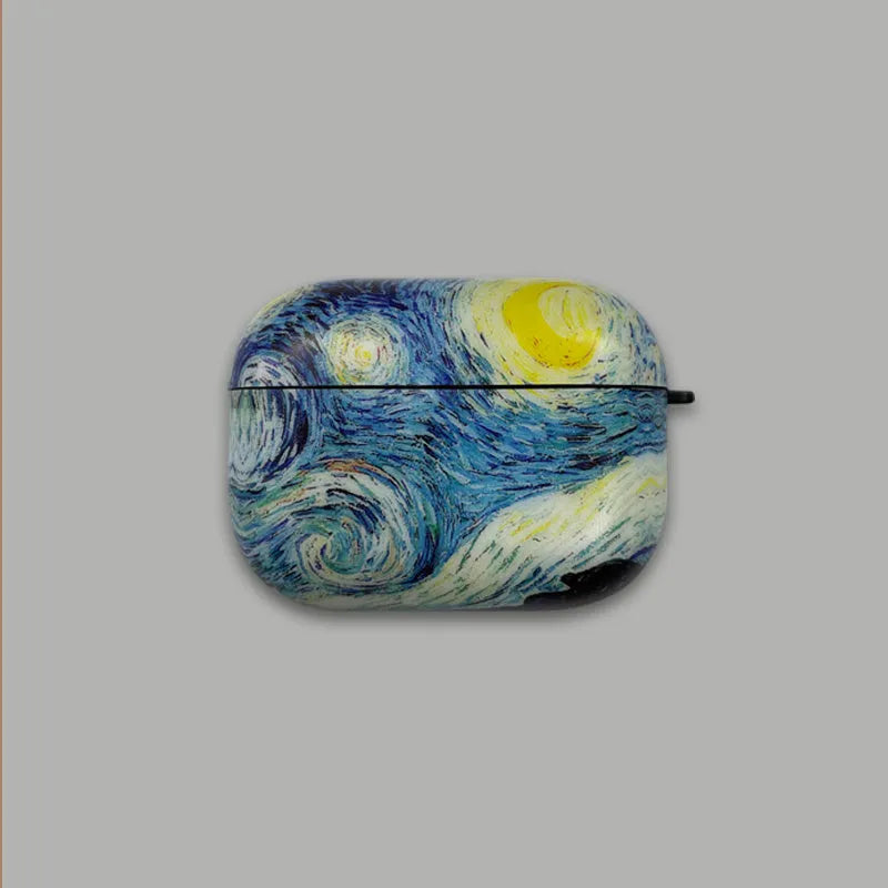 Van Gogh Starry Sky soft silicone plastic AirPods case for multiple generations with retro art print