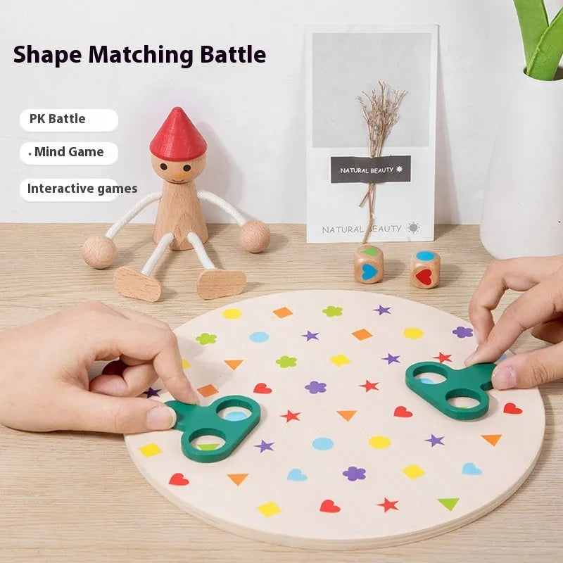 Wooden board game with shape matching pieces, colour box packaging, 32x30x4 cm, for children 4-6 years