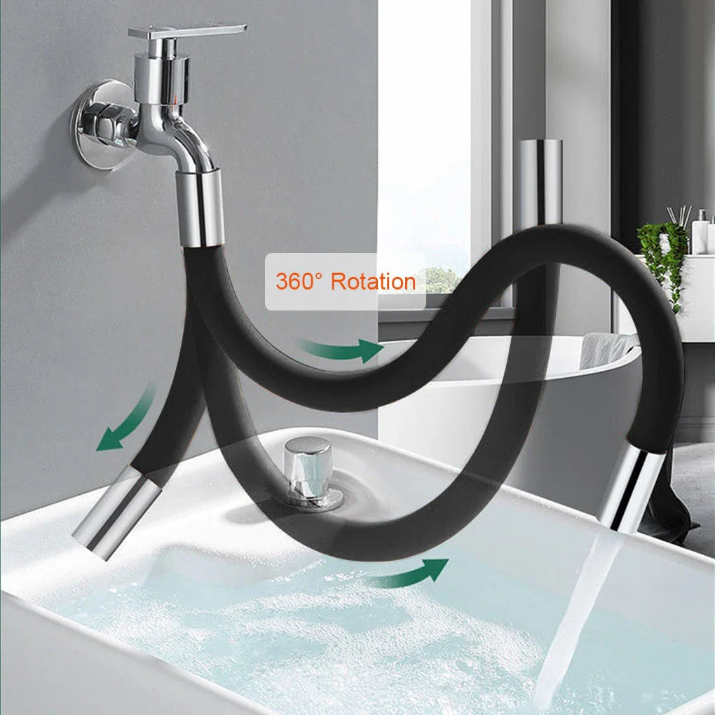 Adjustable 360-degree rotational faucet extender in various colors and sizes for easy bathroom cleaning and organization