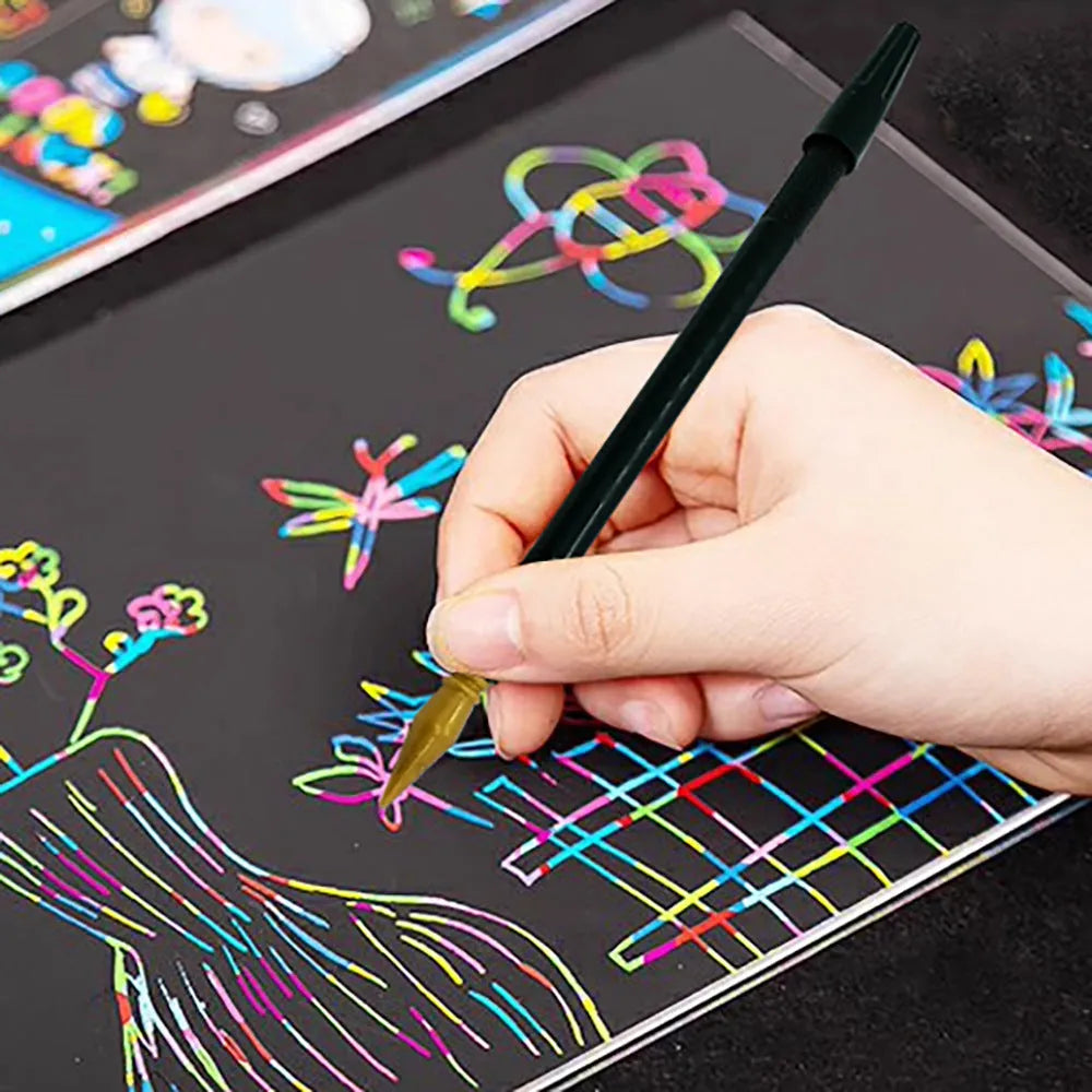 PS plastic scratching pen for children's scratch art paper drawing activities
