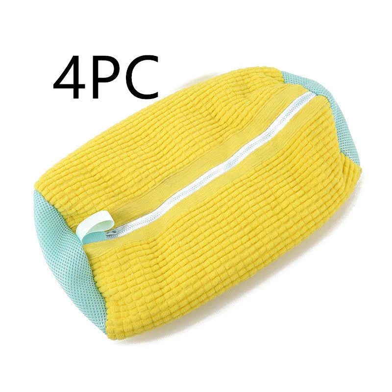 Reusable shoe wash bag with auto-lock zipper for washing machine cleaning
