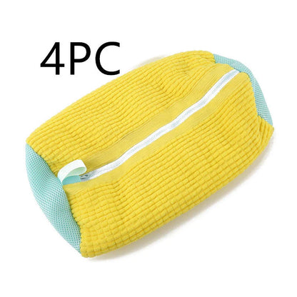 Reusable shoe wash bag with auto-lock zipper for washing machine cleaning