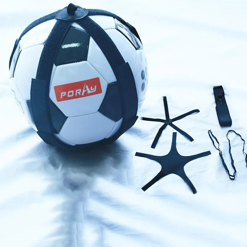 Black football juggling belt with elastic cord for solo training practice