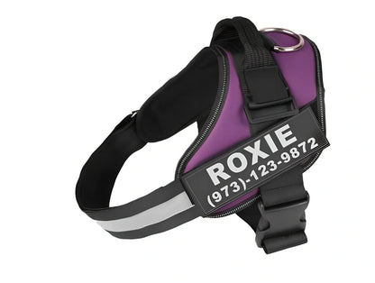 Custom black adjustable no-pull dog harness with reflective straps and D-ring, fits 25-120cm bust for small to large breeds