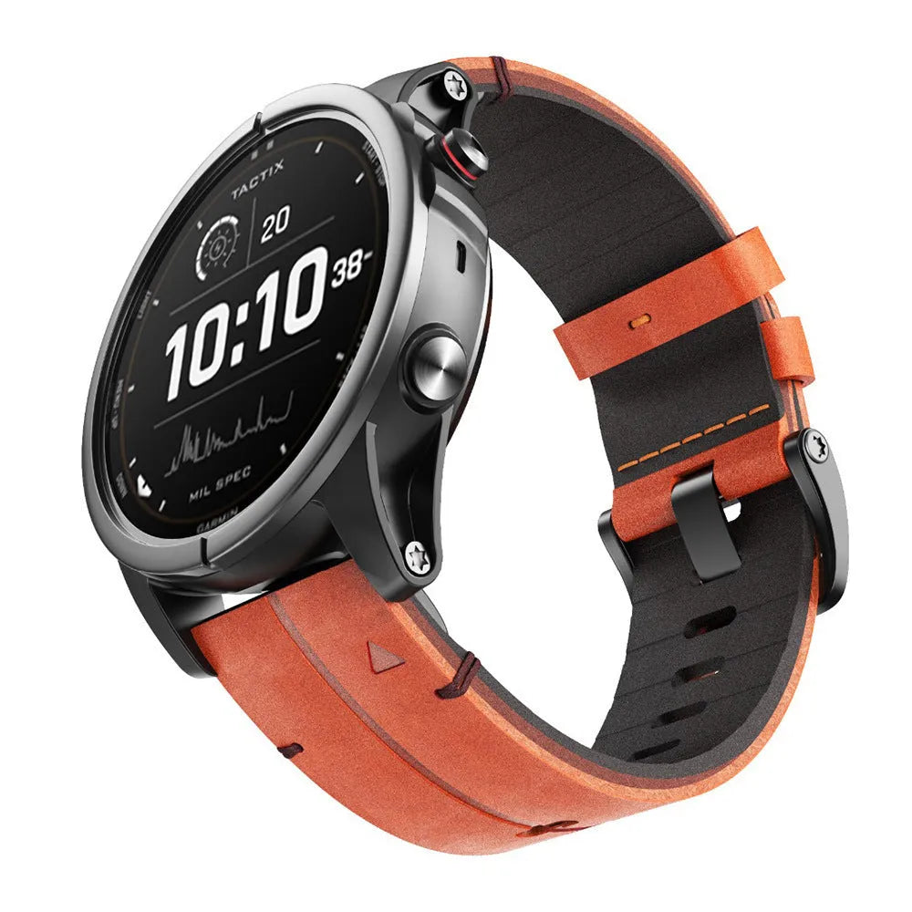 Quick release leather watch strap for Jiaming in black, 22mm width