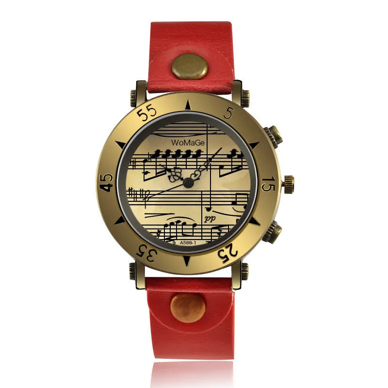Men's music symbol watch with musical note design on dial in multiple colour options
