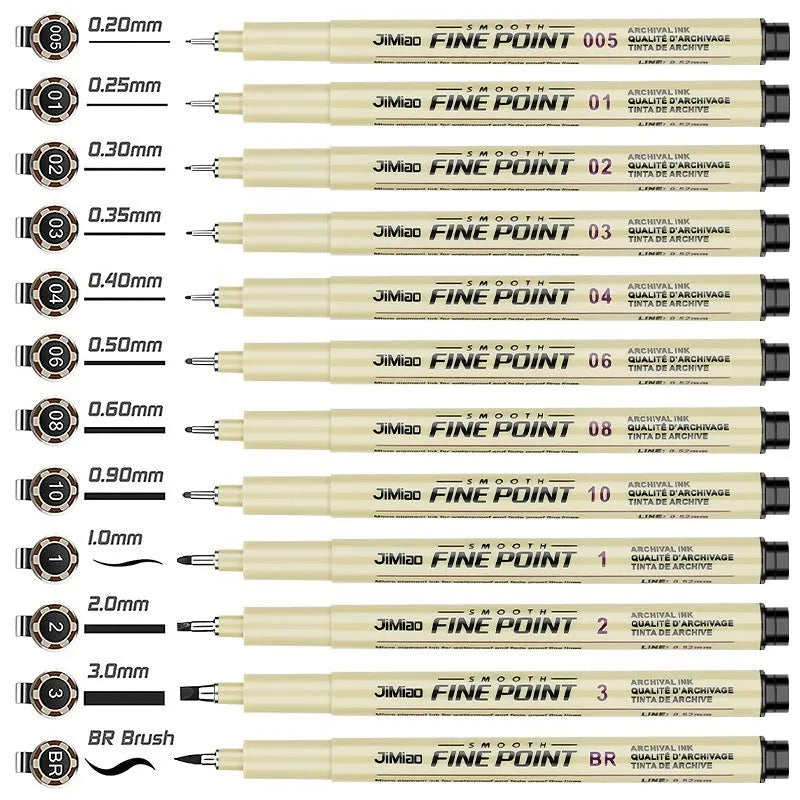 Waterproof needle drawing pen with cartoon syringe design and black ink for sketching artwork