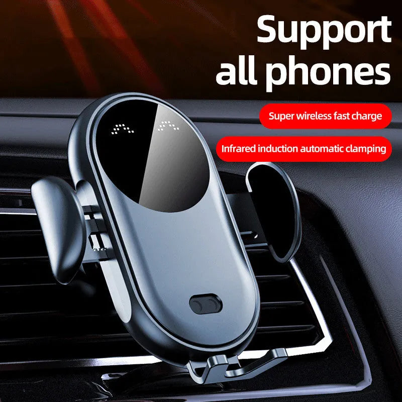 Intelligent infrared sensor car wireless charger with TypeC interface, black and white options