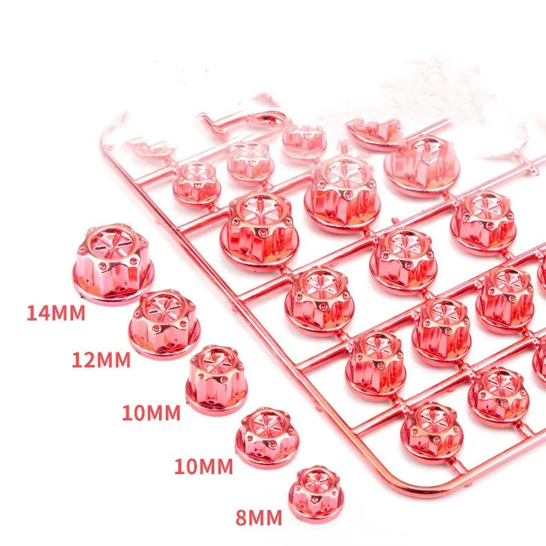 Set of 30 coloured ABS plastic screw covers for motorcycle engine modification.