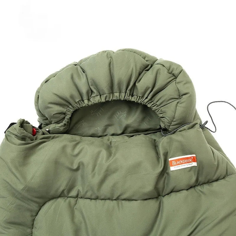 Ochre and olive green ultra-light cotton sleeping bag for outdoor camping
