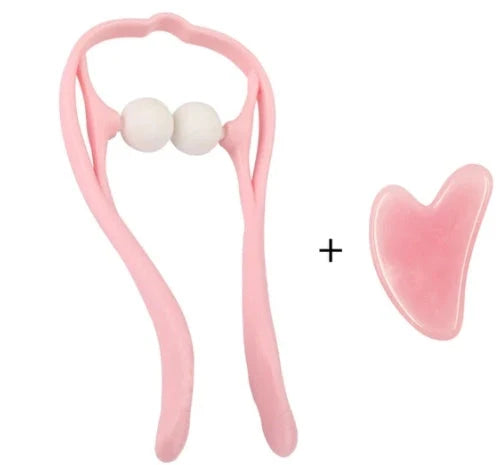 Adjustable neck massager in pink, blue, and green for deep tissue relief