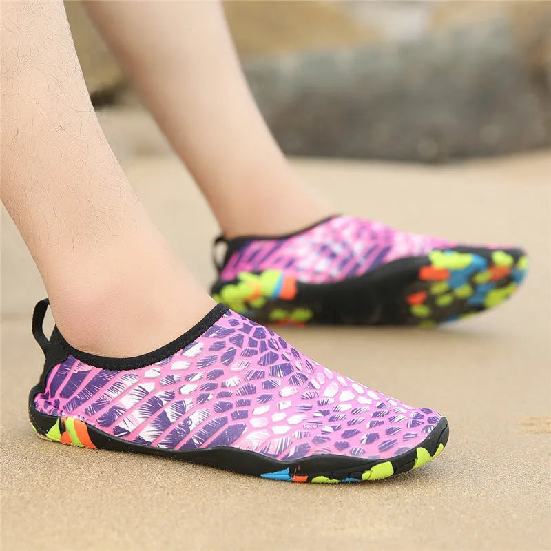 Lycra fabric beach wading shoes with EVA midsole in multiple colour options