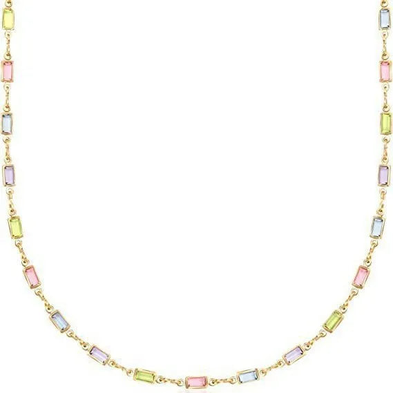 Ladies geometric crystal necklace with coloured glaze pendant on an alloy chain.