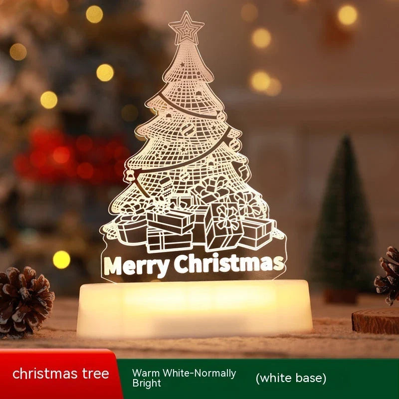 Elegant 3D Acrylic LED Christmas Lamp with intricate designs and warm, cozy lighting