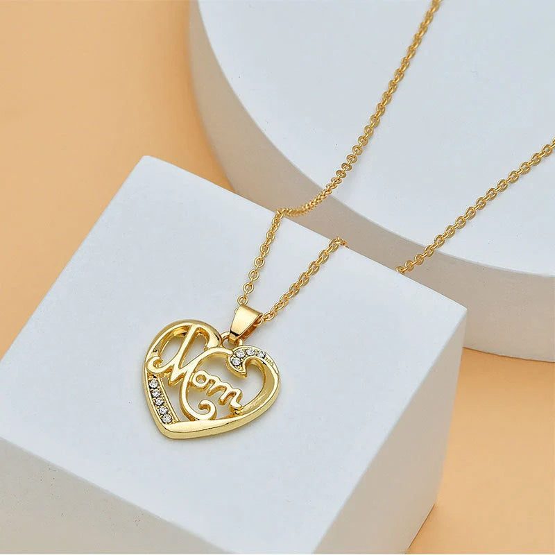 Heart shape diamond letter necklace for women, elegant Mother's Day gift